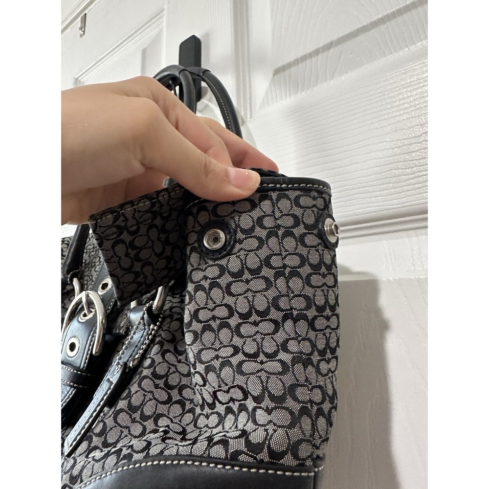 Vintage Coach F10929 Soho black signature C canvas satchel with leather trim - Picture 12 of 13